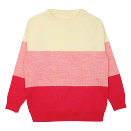 Elefantino Full Sleeves Colour Blocked Sweater - White Pink & Magenta-picture-22