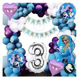 Bubble Trouble Birthday Party Supplies/ 3RD Birthday Celebration For Girls Kids Baby/Frozen Foil Set With No Foil 5pc Princess Theme Sliver Colour No Foil (71 PCS)-picture-35