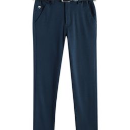 CAVIO Lycra Blend Solid Trousers With Belt - Blue-picture-17