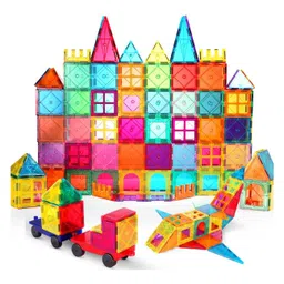 Happy Hues 70 Pieces Magnetic Tiles & 3D Building Blocks-STEM Learning Toys for Boys & Girls-image-19
