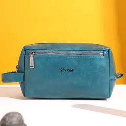VISMIINTREND Toiletry Pouch for Men Vegan Leather Cosmetic Bag Multi-Compartment Water Resistant Travel Toiletry Bag - Teal Blue-picture-23