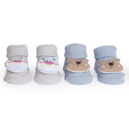 Kicks & Crawl Pack Of 2Cuddle Puff Socks - Grey image 2