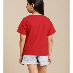 Kidsville Cotton Mickey & Friends Featuring Half Sleeves Minnie Mouse & Daisy Printed Tee - Red image 3