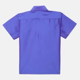 THANGAMAGAN Half Sleeves Solid Shirt & Dhoti Set - Violet image 4