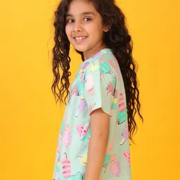 Anthrilo Blended Half Sleeves Ice Cream Printed Tee - Aqua Blue image 4