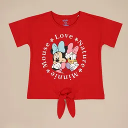 Kidsville Cotton Mickey & Friends Featuring Half Sleeves Minnie Mouse & Daisy Printed Tee - Red image 5