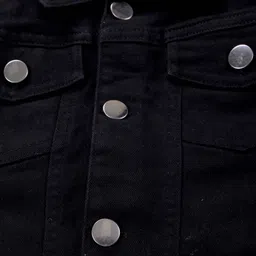 Kiddopanti Denim Woven Solid Jacket - Black image 5