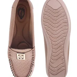 Shoetopia Stones Embellished Slip On Loafers - Tan image 5