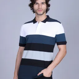 HARBOR N BAY Striped Cotton Polo Collar T-shirt-image-98