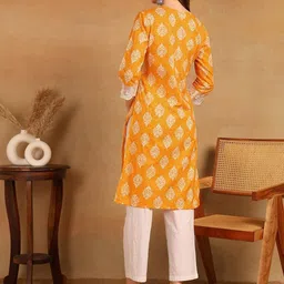 KALINI Women Abstract Printed Daily Cotton Straight Kurta image 5