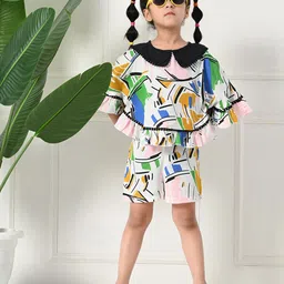 Bella Moda Girls Printed Pure Cotton Half Sleeves Top with Shorts Clothing Set-picture-23