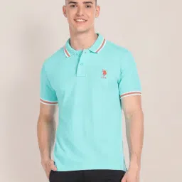 U.S. Polo Assn. Turquoise Slim Fit Cotton Polo T-Shirt-image-33