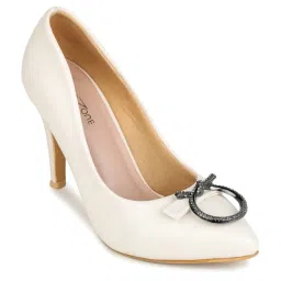 Shezone Women's Cream Stiletto Pumps image 3