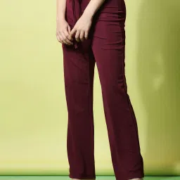 SELVIA Maroon Regular Fit Mid Rise Trousers image 3
