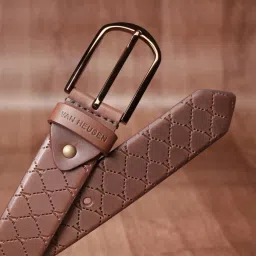 Van Heusen Brown Textured Leather Casual Belt For Men image 1