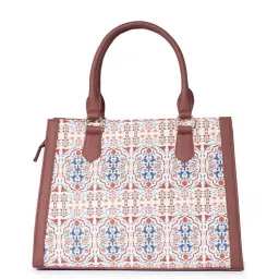 ZOUK Agra Floral Classic White Printed Medium Handbag image 3