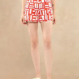 RAREISM Red Cotton Blend Printed Shorts image 1