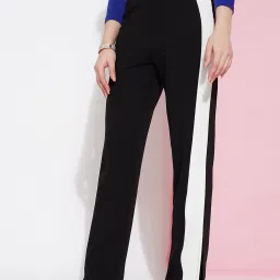 SELVIA Black Regular Fit Mid Rise Bootcut Trousers image 3