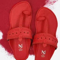 Madras Trunk Women's Haiku Red Toe Ring Sandals-picture-10