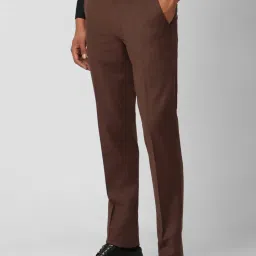 Van Heusen Brown Slim Fit Checks Trousers image 3