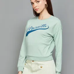 Ginger by Lifestyle Sage Green Cotton Printed Sweatshirt image 3