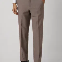 Van Heusen Brown Regular Fit Texture Trousers image 1