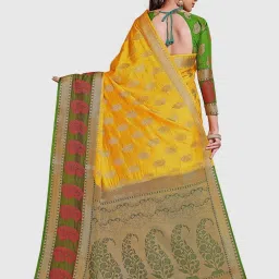 Mimosa Yellow Silk Woven Saree With Unstitched Blouse image 2