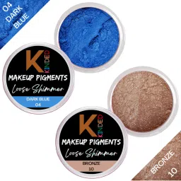 KINDED Makeup Pigments Loose Shimmer Powder Eyeshadow 04 Dark Blue & 10 Bronze Combo image 2