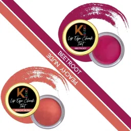 KINDED Lip Eye Cheek Tint Beetroot & Peachy Nude Combo image 2