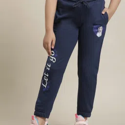 Kidsville Frozen Navy Printed Joggers For Girls image 1