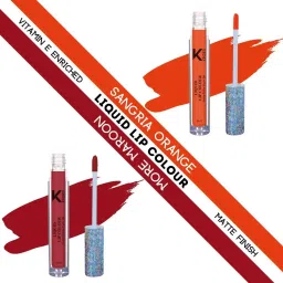 KINDED Liquid Lip Colour 08 Sangria Orange & 09 More Maroon Combo image 2