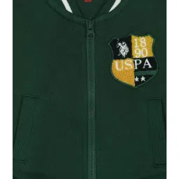 U.S. Polo Assn. Kids Dark Green Color Block Full Sleeves Sweatshirt image 3