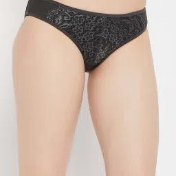 Clovia Grey Lace Work Bikini Panty image 3