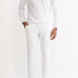 Rare Rabbit White Regular Fit Solid Trackpants image 1