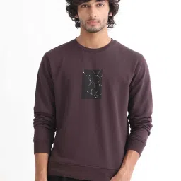 Rare Rabbit Maroon Regular Fit Graphic Sweatshirt image 1