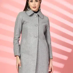 CHKOKKO Grey Wool Solid Full Sleeves Coat-picture-17