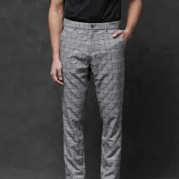 Rare Rabbit Grey Regular Fit Checks Trousers image 1