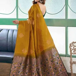 PHEASANT Ethnic Motif Woven Design Zari Banarasi Saree image 4