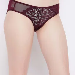 Clovia Purple Lace Work Bikini Panty image 3