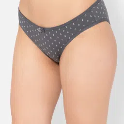 Clovia Grey Cotton Printed Bikini Panty image 3