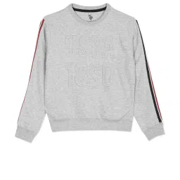 U.S. Polo Assn. Kids Grey Textured Full Sleeves Sweatshirt image 1