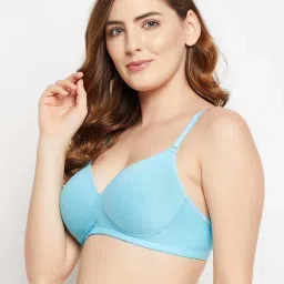 Clovia Blue Cotton T-Shirt Bra image 3