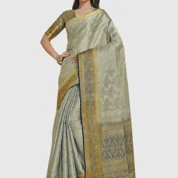 Mimosa Grey Silk Woven Saree With Unstitched Blouse image 1