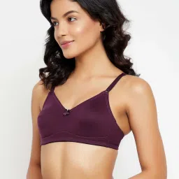 Clovia Purple Cotton T-Shirt Bra image 3