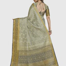 Mimosa Grey Silk Woven Saree With Unstitched Blouse image 2
