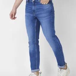 Spykar Mid Blue Cotton Super Slim Fit Jeans image 3