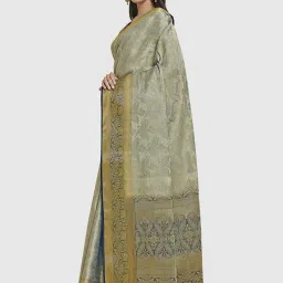 Mimosa Grey Silk Woven Saree With Unstitched Blouse image 3