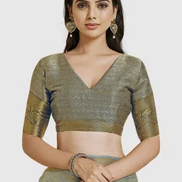 Mimosa Grey Silk Woven Saree With Unstitched Blouse image 4