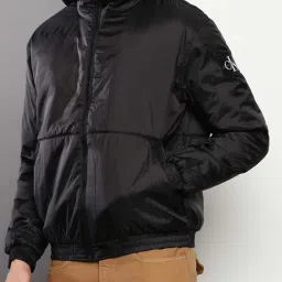 Calvin Klein Jeans Black Regular Fit Hooded Jacket image 3