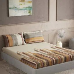 Ddecor Live beautiful Maxima Brown 180 TC Cotton King Bedsheet with 2 Pillow Covers image 1